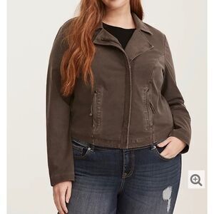 TORRID GREY WASHED JERSEY MOTO JACKET‎